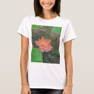 Acryl auf Leinwand, rosa Seerosenblüte T-Shirt