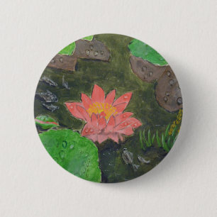 Acryl auf Leinwand, rosa Wasserlilie Blume Button