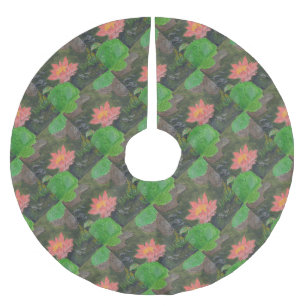 Acryl auf Leinwand, rosa Wasserlilie Blume Polyester Weihnachtsbaumdecke