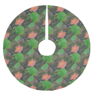 Acryl auf Leinwand, rosa Wasserlilie Blume Polyester Weihnachtsbaumdecke