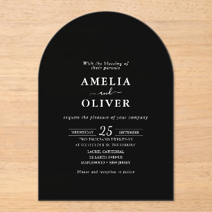 Acryl-Bogen Minimalist Schwarz Elegante Hochzeit Acryleinladungen