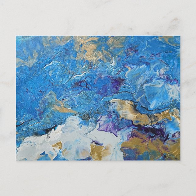 Acryl für abstrakte Blues und Gold 1 Postkarte (Vorderseite)