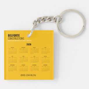 Acryl-Kalender für die Bauindustrie Gelb & Kran Schlüsselanhänger