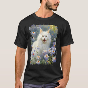 Acryl-Kunst weiße Katze T-Shirt