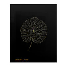 Acryl Luxus Gold Monstera Blatt Linienkunst