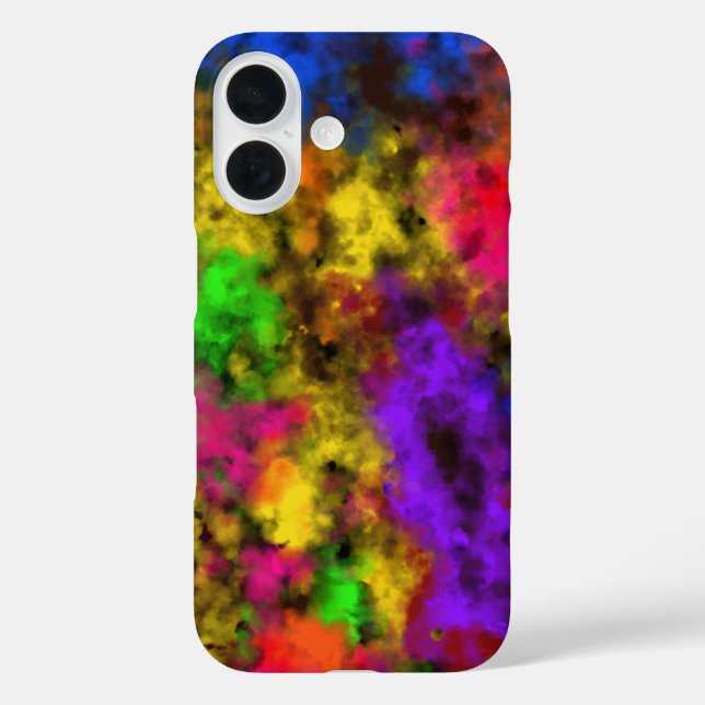 Acryl-Neonfarben Farbklecks Spritzer Abstract iPhone 16 Hülle (Rückseite)