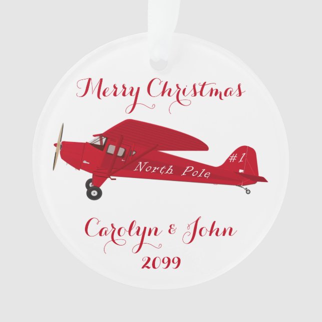 Acryl Nordpol Flugzeug Weihnachtsschmuck Ornament (Vorderseite)