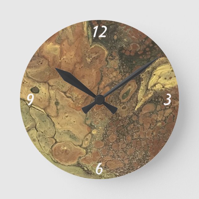 Acryl Paint Pour Wall Clock Runde Wanduhr (Vorderseite)