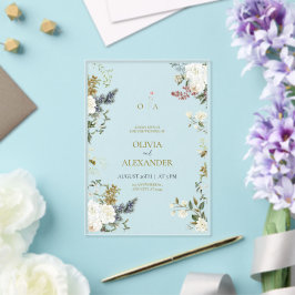 Acryl-Rustikale-Floral-Hochzeitseinladung Acryleinladungen