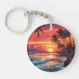 Acryl-Schlüsselanhänger mit schönem Strandsonnenun Schlüsselanhänger
