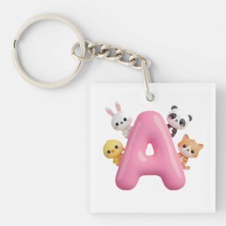 Acryl-Schlüsselanhänger Rosa Ballon Buchstabe A Wa Schlüsselanhänger