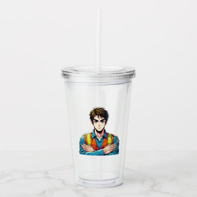 Acryl-Trinkbecher mit Manga-Sicherheitsfachmann Acryltrinkbecher (Vorderseite)
