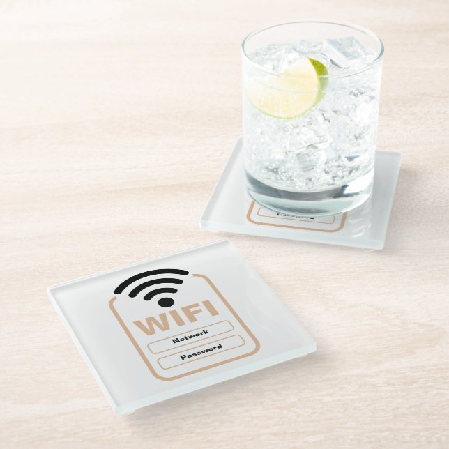 Acryl WiFi Network Password Display Stand Hotel Glasuntersetzer (Schrägansicht)