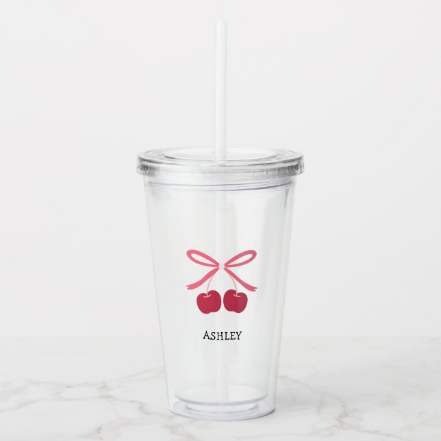 Acrylbecher | Süße Kirschschleife Cute  Acryltrinkbecher (Vorderseite)