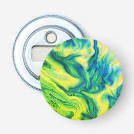 Acrylfarbe, blau, grün, gelb / flaschenöffner