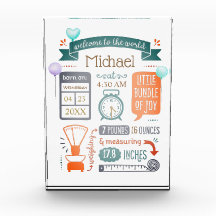 Acrylic Award Baby Stats Keepake