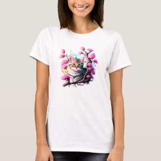 Acrylic Blume Niedlich Cat T - Shirt