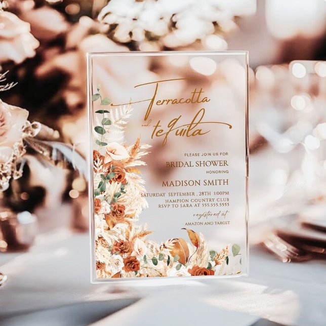 Acrylic Boho Pampas Grass Brautparty Acrylic Acryleinladungen (Von Creator hochgeladen)