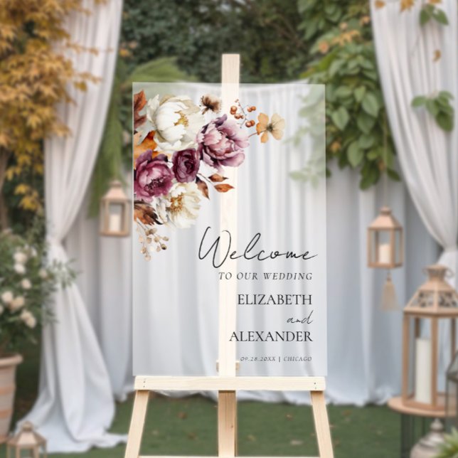 Acrylic Burgundy Hochzeit im Herbst Party signiere Acrylschild (Von Creator hochgeladen)