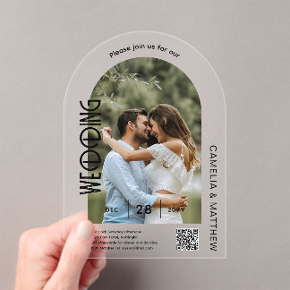 ACRYLIC Foto Wedding Einladungen Moderne QR Code U