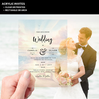 ACRYLIC Hochzeit in Urlaubsort Beach Sunset Ocean Acryleinladungen