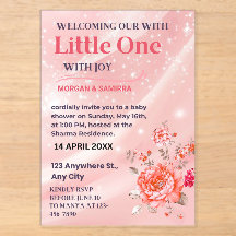 Acrylic Invitation Pink Floral Baby Shower