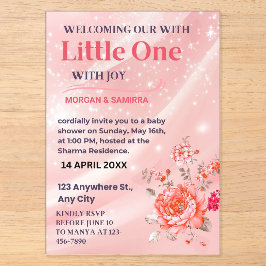 Acrylic Invitation Pink Floral Baby Shower Acryleinladungen