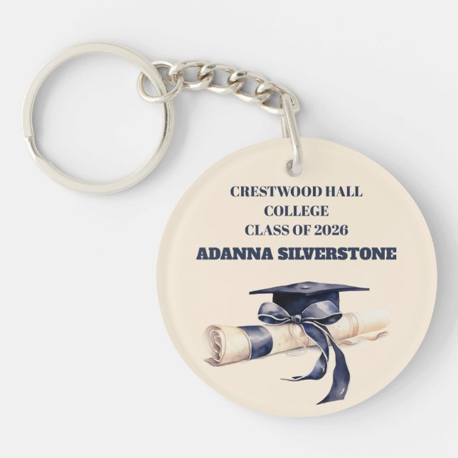 Acrylic Keychain-Editable Grad Keepsake Gift Schlüsselanhänger (Vorderseite)