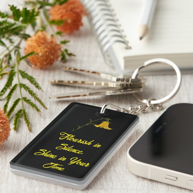 Acrylic Keychain Rectangle (One Side) – Flowers  (Devant droit)