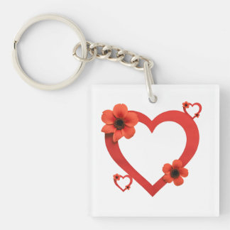 Acrylic Keychain with Red Heart – Minimalist Style Schlüsselanhänger