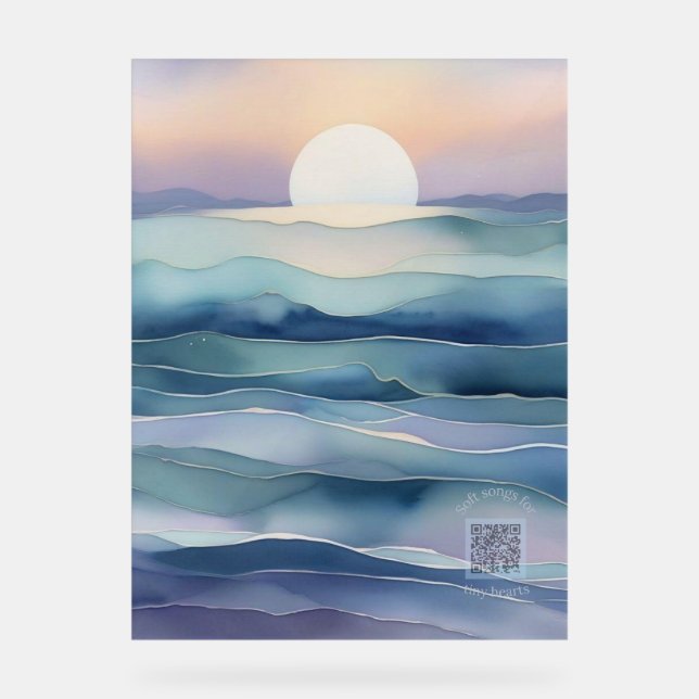 Acrylic Nursery Sign | Indigo Ocean Moon (Recto)