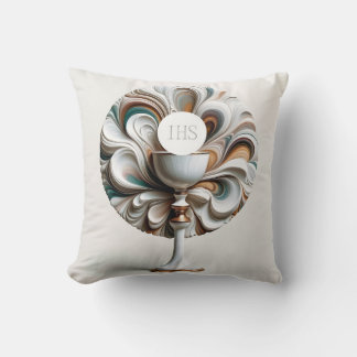 Acrylic Pour Style Communitation Host and Chalice Kissen