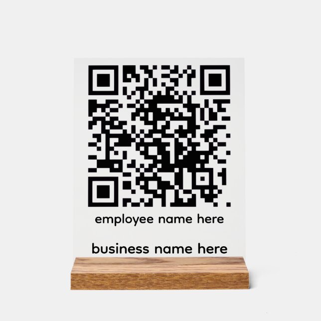 Acrylic QR Code Sign Acrylschild (Vorderseite)