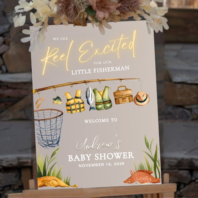 Acrylic Rustic Fisherman Baby Shower Welcome Sign  (Créateur téléchargé)