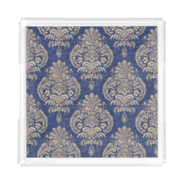 Acrylic Tray Blau & Weiß Verziertes Muster Acryl Tablett