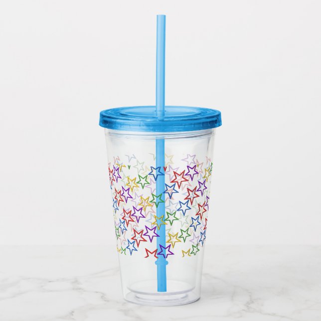 Acrylic Tumbler - farbige Sterne Acryltrinkbecher (Vorderseite)