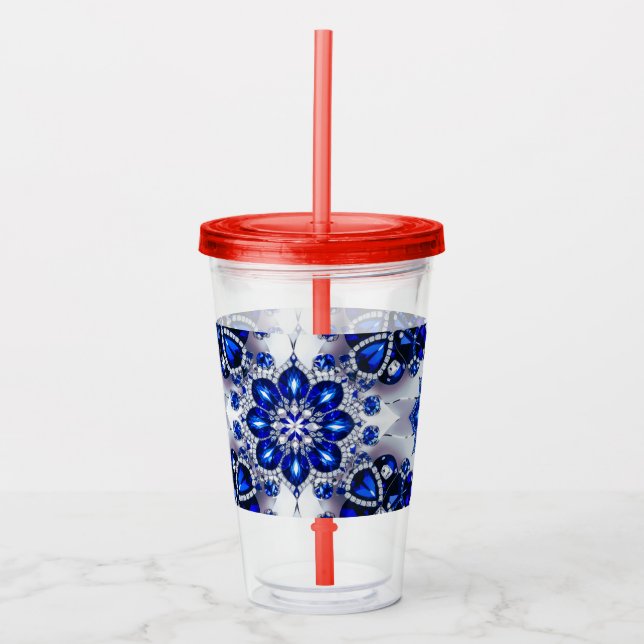 Acrylic Tumbler mit blauweißem Farbdesign Acryltrinkbecher (Vorderseite)