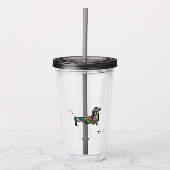 Acrylic Tumbler mit Dackel Acryltrinkbecher (Vorderseite)