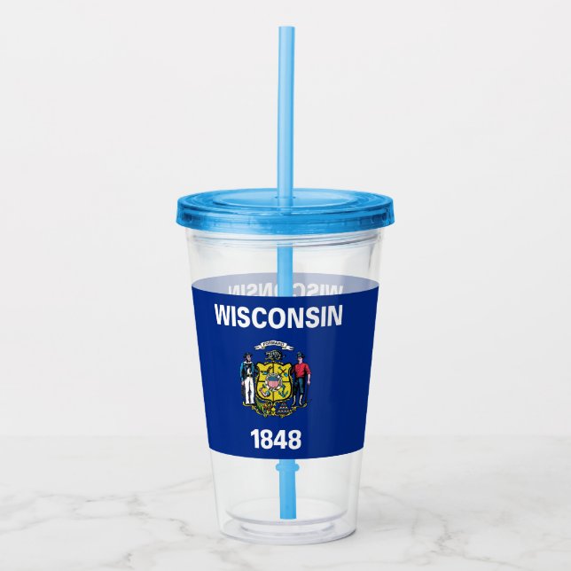 Acrylic Tumbler mit Fahne des Wisconsin-Staat Acryltrinkbecher (Vorderseite)
