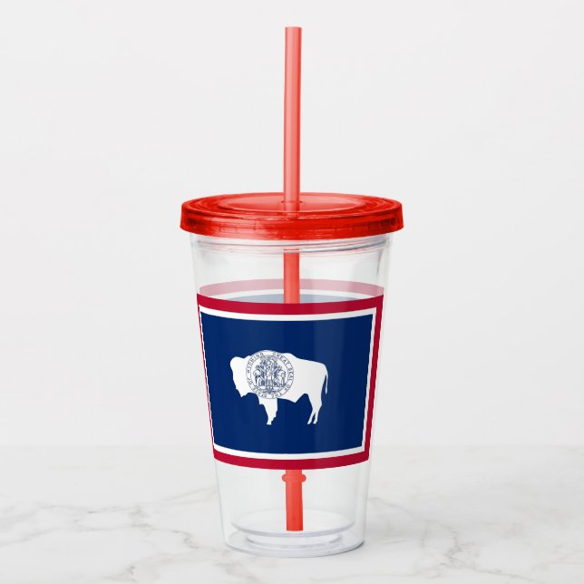 Acrylic Tumbler mit Fahne des Wyoming-Staat Acryltrinkbecher (Vorderseite)
