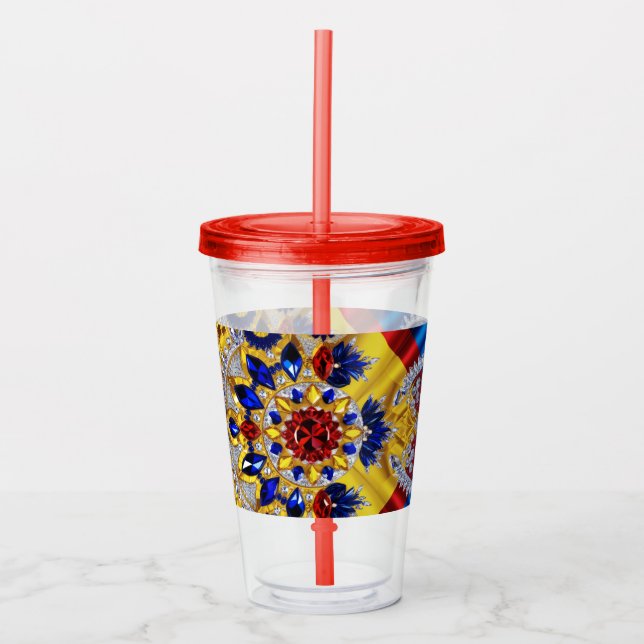 Acrylic Tumbler mit rumänischer Farbgestaltung Acryltrinkbecher (Vorderseite)
