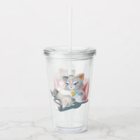 Acrylic Tumbler with Baby Kitten - Funny -