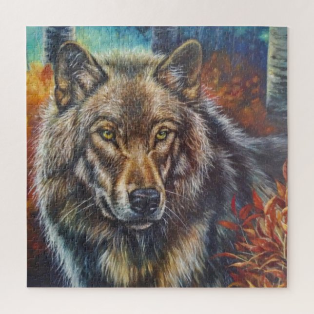 Acrylic Wall Art Wolf im Herbst (Vertikal)