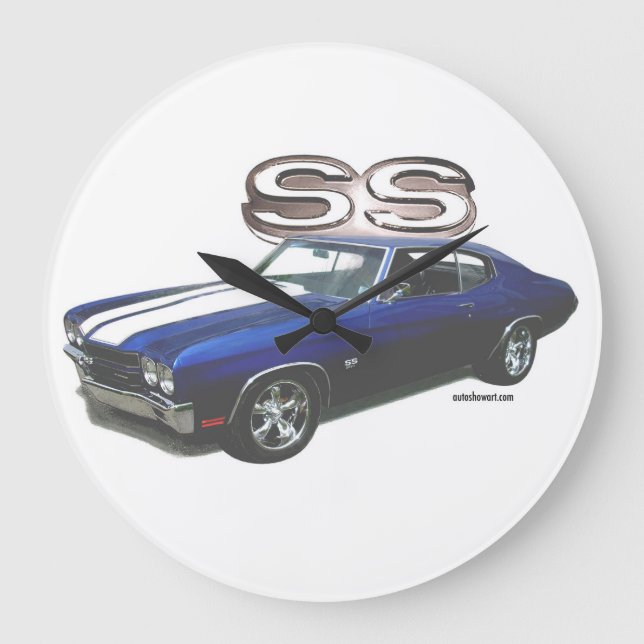 Acrylic Wall Clock 1970 CHEVELLE SS Große Wanduhr (Vorderseite)