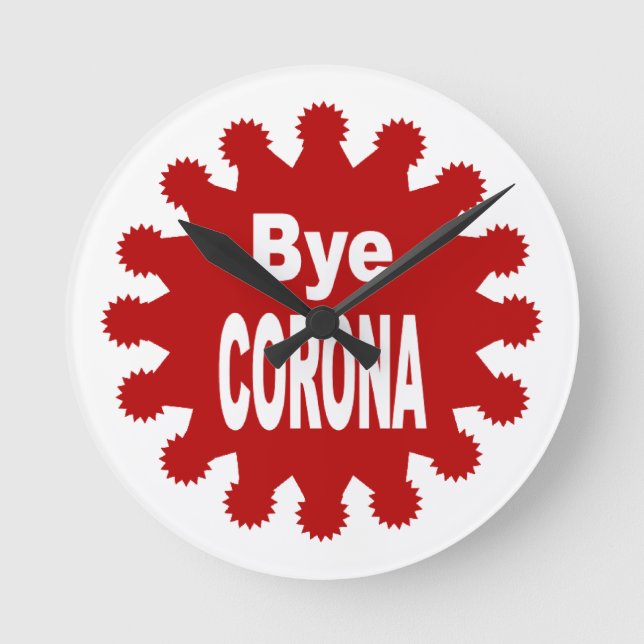 Acrylic Wall Clock Bye CORONA Runde Wanduhr (Vorderseite)