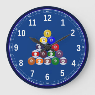 Acrylic Wall Clock Pool Racked Balls Große Wanduhr