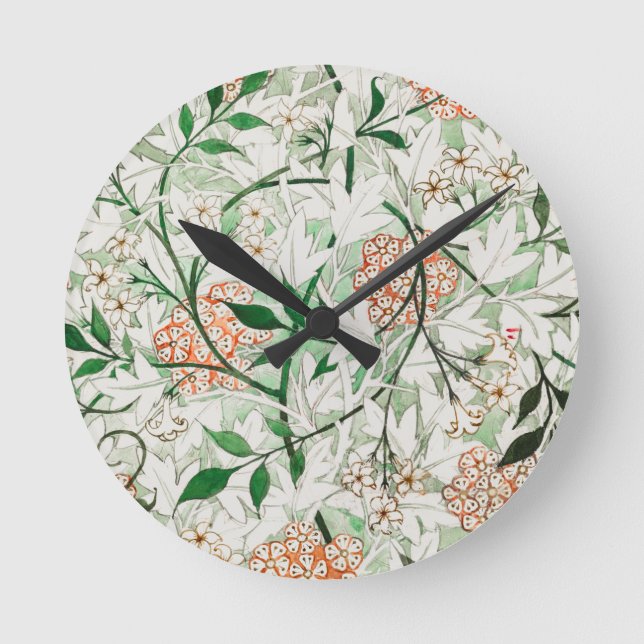ACRYLIC WALLCLOCK : WILLIAM MORRIS : JASMINE RUNDE WANDUHR (Vorderseite)