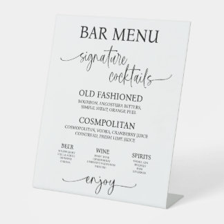 Acrylic Wedding Bar Menu Sign Sockelschild