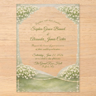 Acrylic Wedding Invitation Elegant Soft Green Acryleinladungen