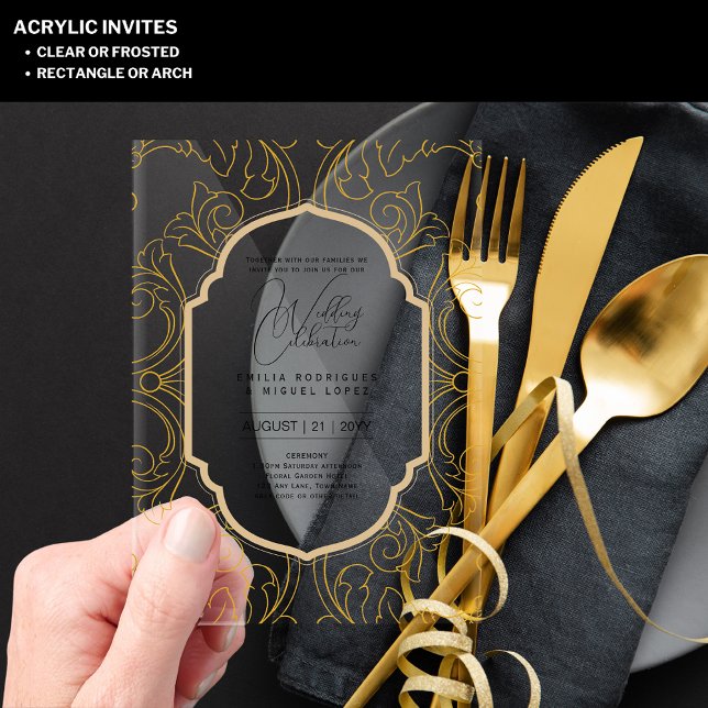 ACRYLIC Wedding lädt den BLACK TEXT Fett Initialen Acryleinladungen (Von Creator hochgeladen)